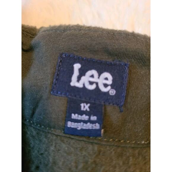 Lee Plus Size Fleece V Neck Cardigan Size 1x Green - Picture 3 of 8